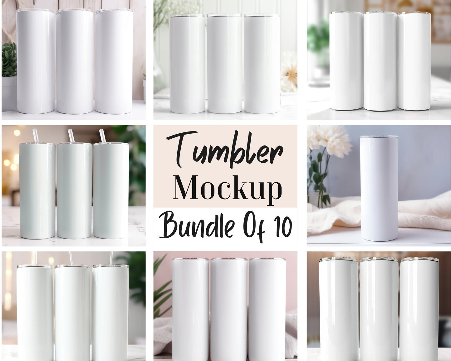 20 Oz Skinny Tumbler Mockup Bundle Canva Tumbler Mockup PSD Smart Objects Mockup Canva Tumbler PNG Mockup Full Wrap Tumbler Mockup - VartDigitals