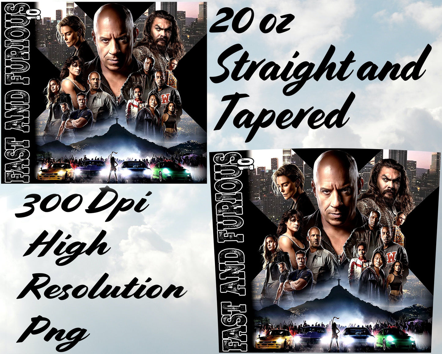 Fast and Furious Tumbler 20 oz Skinny Stitch Tumbler Sublimation Designs, Full Tumbler Wrap, Digital Downloads Png - VartDigitals