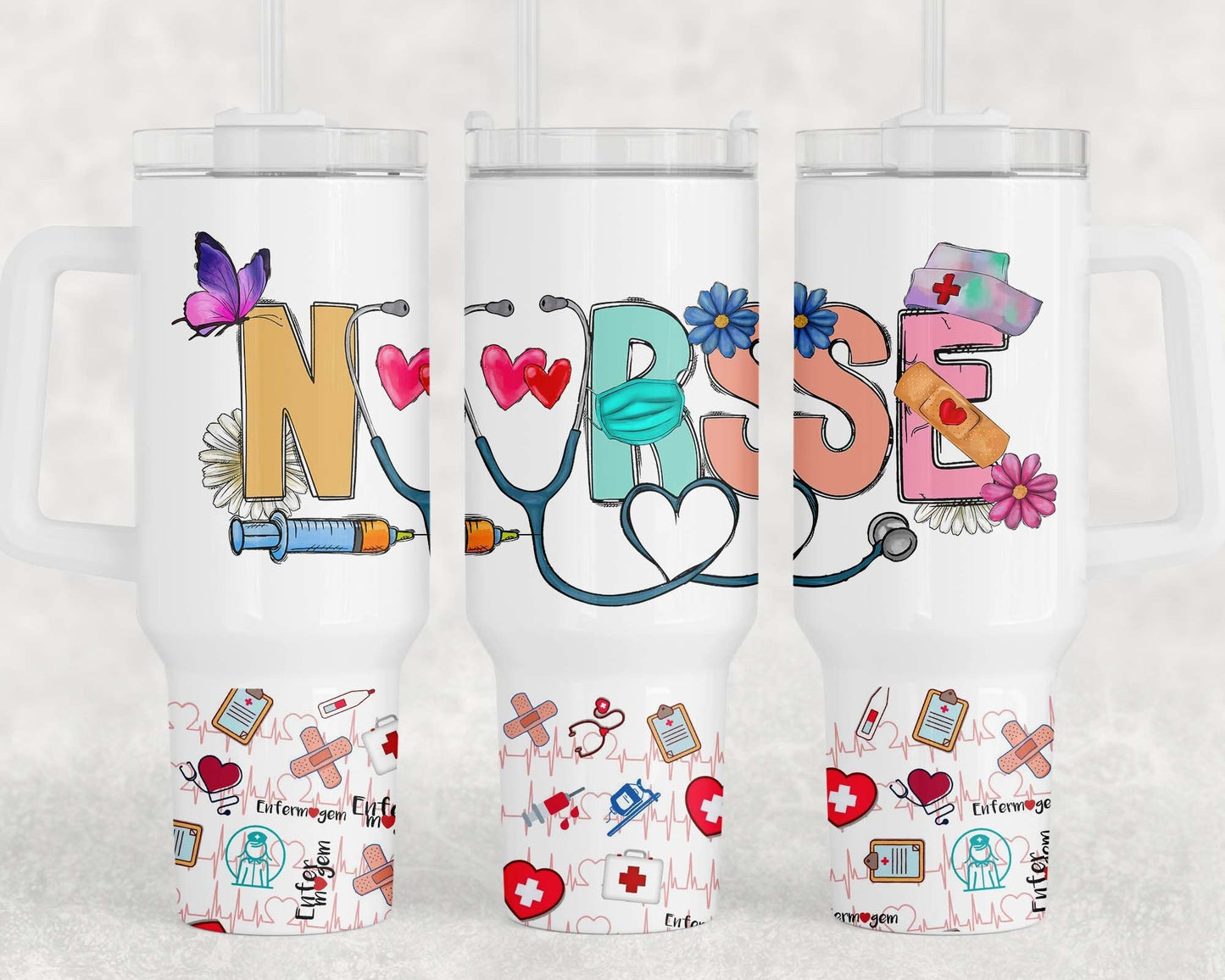 Nurse Gift 40oz Quencher Tumbler Wrap, Nurse Tumbler Png, Gift for Nurse, 40oz Tumbler, Sublimation Design, Digital Download, Nurse Png - VartDigitals