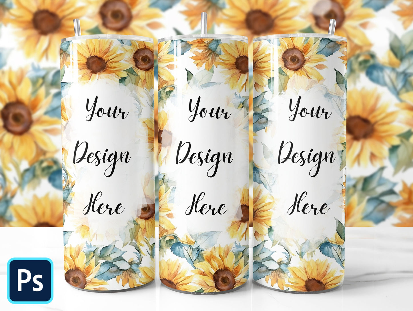 Blurred Background Tumbler Mockup 20Oz Tumbler Mockup Tumbler PSD Mockup Transparent Background Full Wrap Mockup 3 Tumblers Mockup - VartDigitals