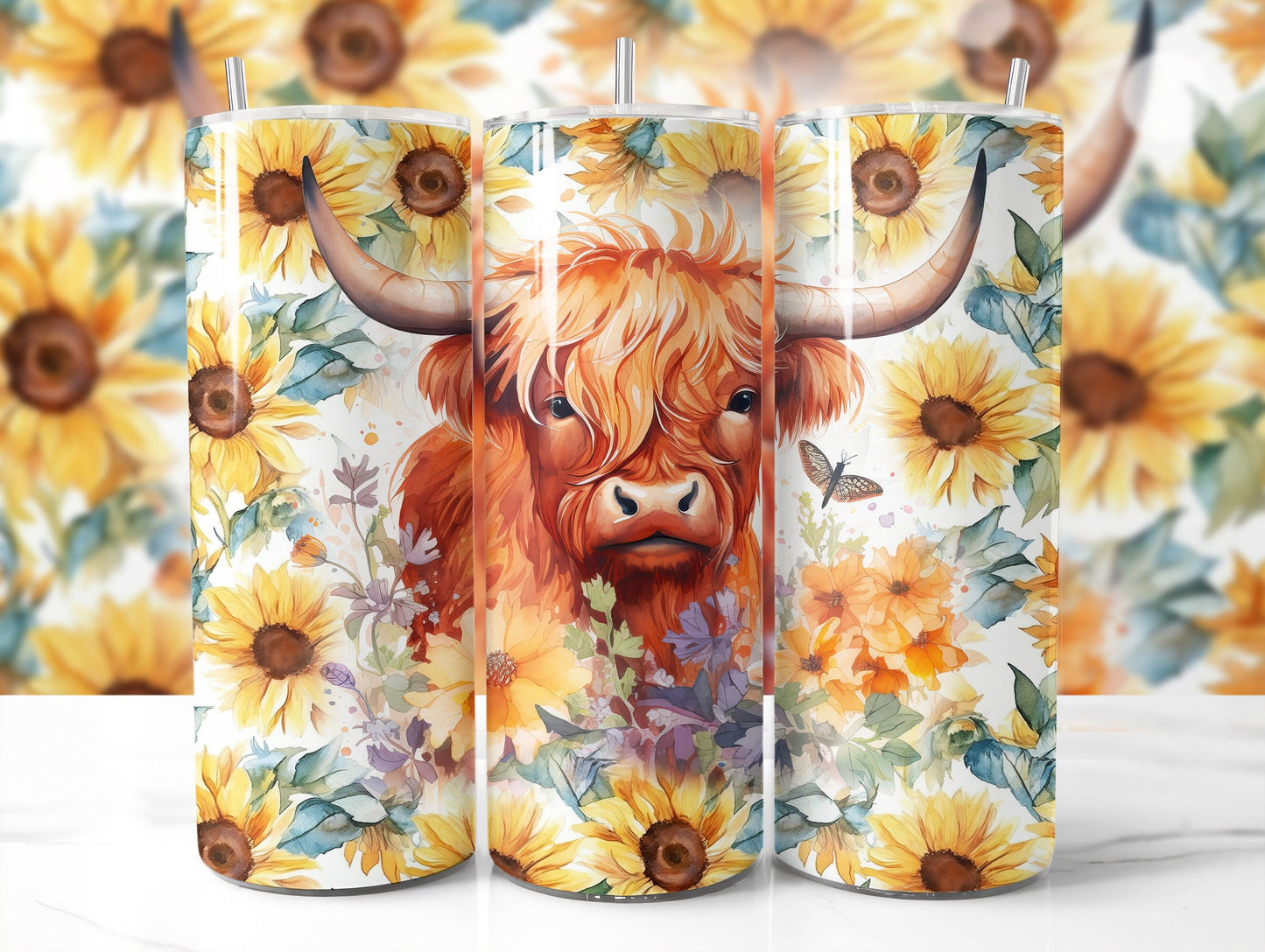 Blurred Background Tumbler Mockup 20Oz Tumbler Mockup Tumbler PSD Mockup Transparent Background Full Wrap Mockup 3 Tumblers Mockup - VartDigitals