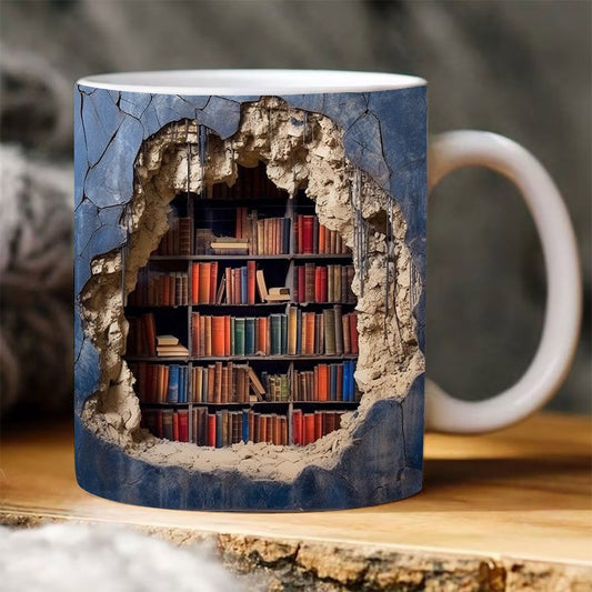 3D Bookshelf Mug Sublimation, 3D Book Mug Wrap, 11oz And 15 Oz Mug Design, 3D Mug Wrap, 11oz Mug Png, 15oz Mug PNG Book Lover Mug Coffee Mug - VartDigitals
