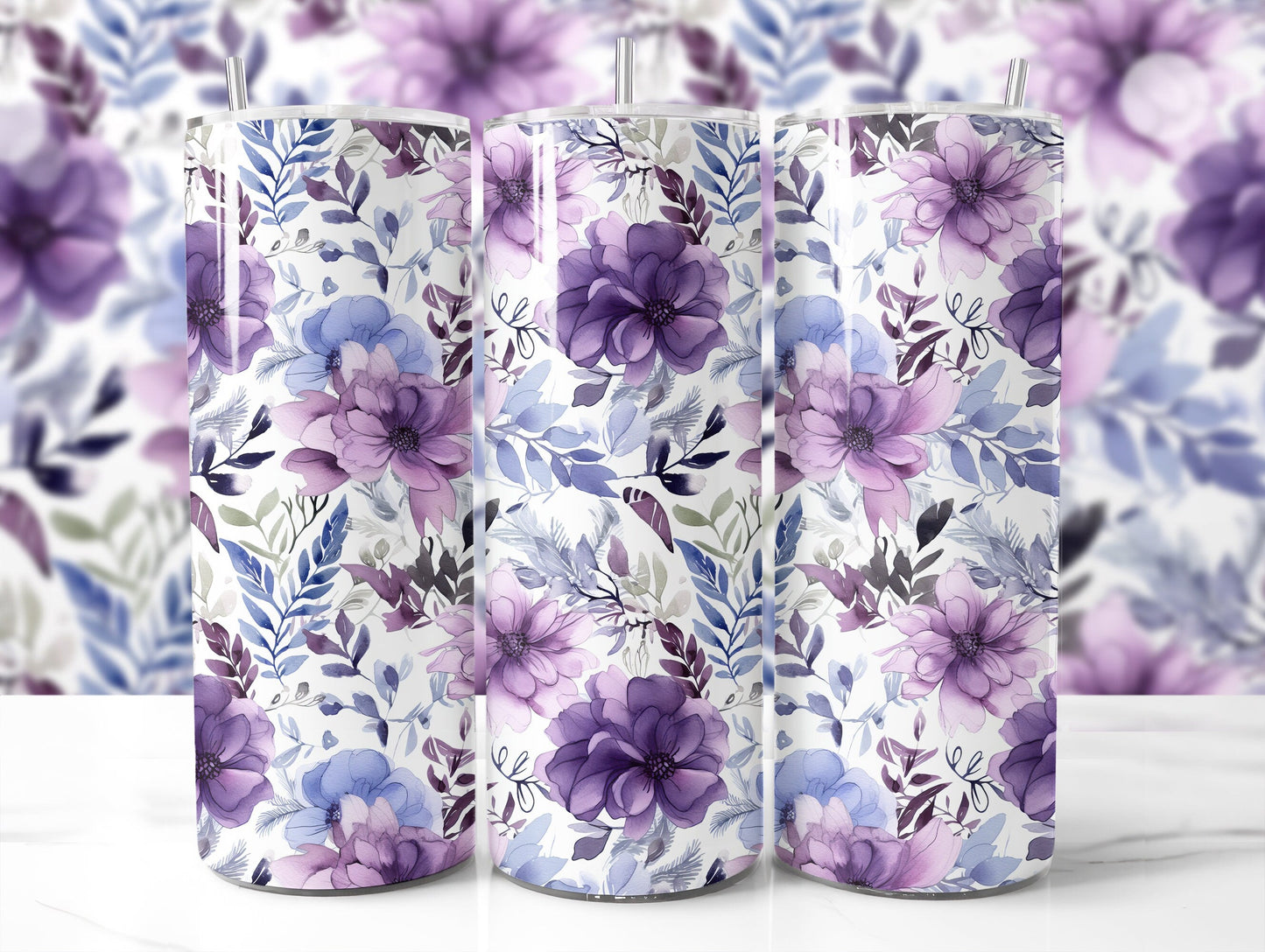 Blurred Background Tumbler Mockup 20Oz Tumbler Mockup Tumbler PSD Mockup Transparent Background Full Wrap Mockup 3 Tumblers Mockup - VartDigitals