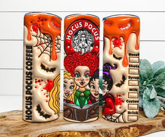 3D Inflated Witch Halloween Tumbler Wrap Png 3D Tumbler Design, Sanderson Sisters Tumbler Sublimation,3D Halloween Tumbler Png, Spooky Vibes - VartDigitals