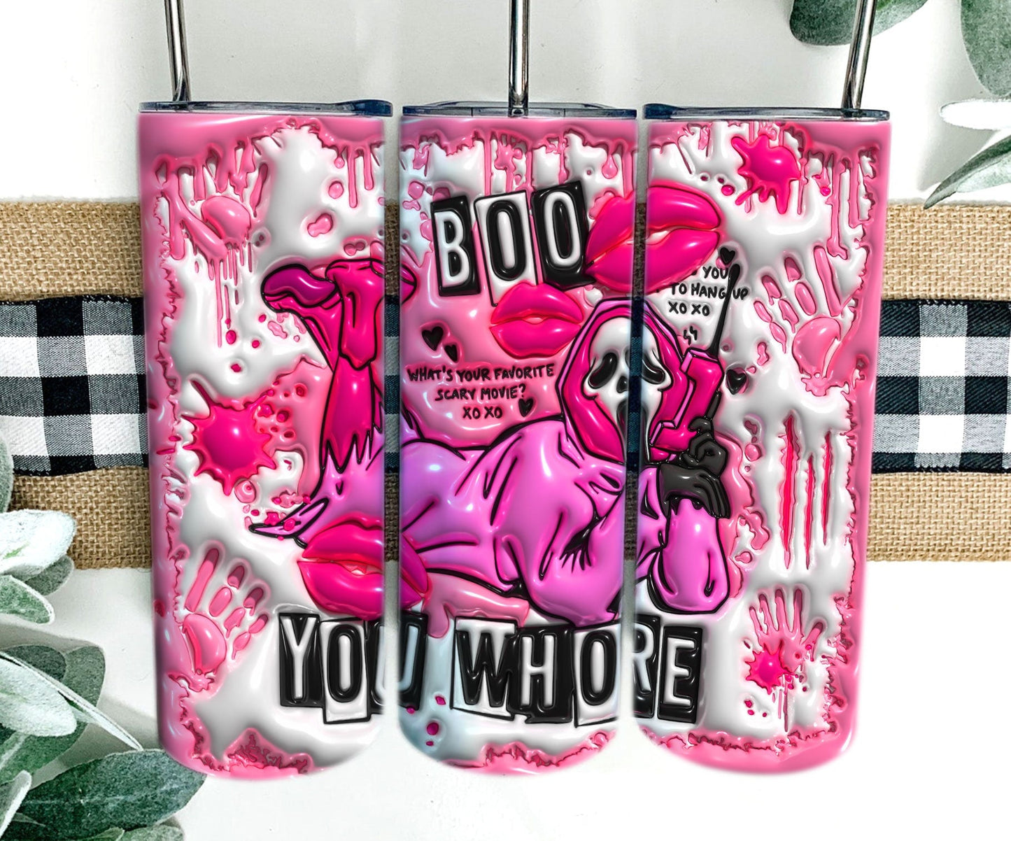 Horror Scream Ghostface Mean Girls Inflated Tumbler,Spooky Vibe Funny Quote Boo You Horror Travel Mug,Birthday Skinny Tumbler Straw 20oz PNG FILE - VartDigitals