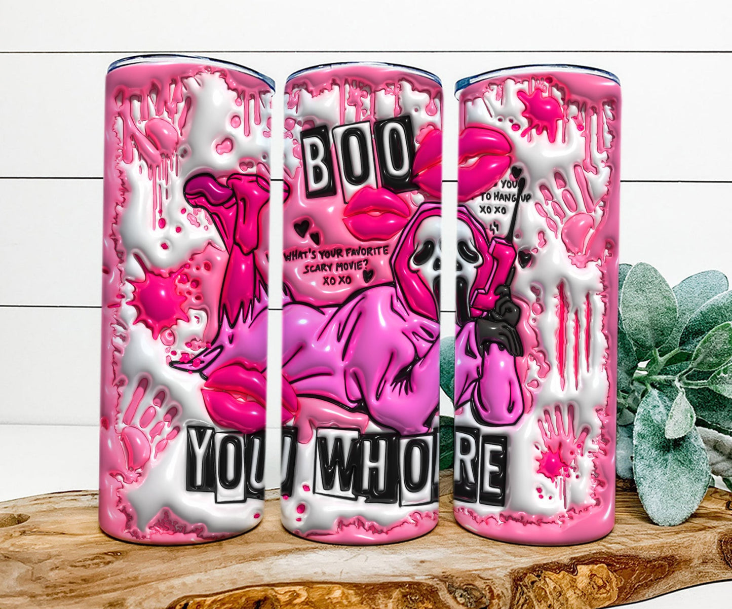 Horror Scream Ghostface Mean Girls Inflated Tumbler,Spooky Vibe Funny Quote Boo You Horror Travel Mug,Birthday Skinny Tumbler Straw 20oz PNG FILE - VartDigitals