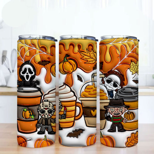3D Inflated Horror Characters Tumbler Wrap Png, Horror Halloween Tumbler, 3D Horror Movie Tumbler Wrap 3D Horror Tumbler Wrap, Horror Coffee - VartDigitals