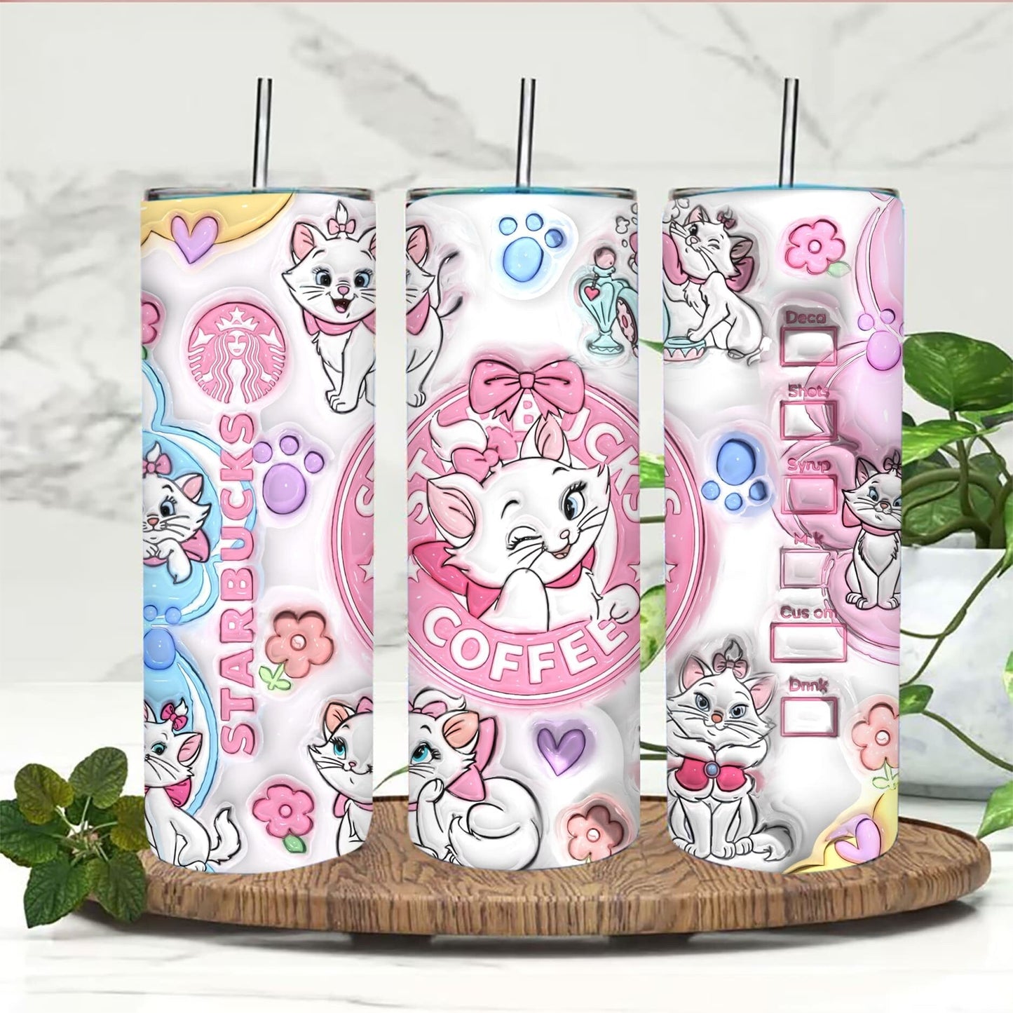 Cartoon 3D Halloween Inflated Tumbler, The Aristocats Tumbler Wrap, Inflated Cat Tumbler Wrap, Cute Cat Tumbler Sublimation Cats Coffee Png - VartDigitals