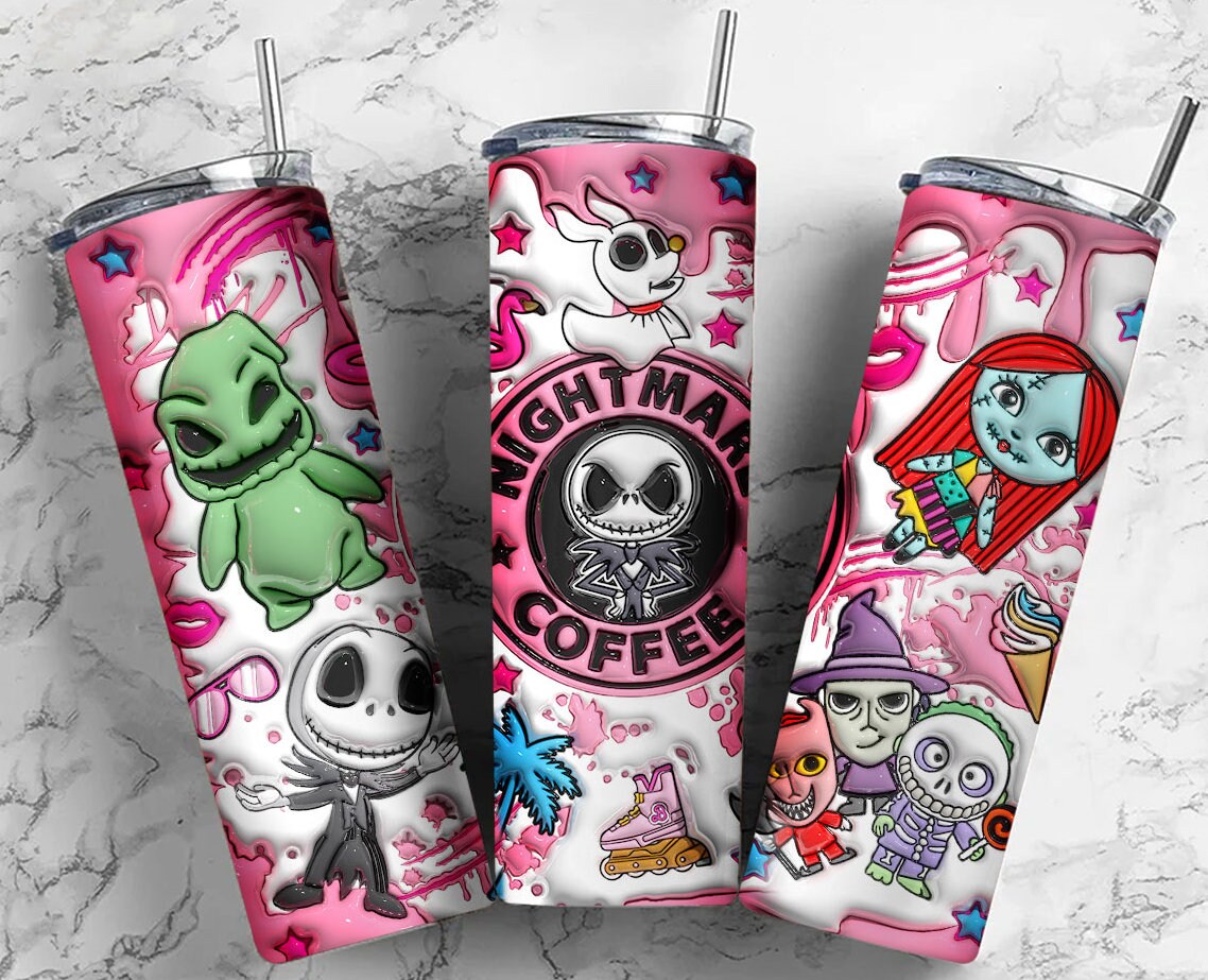 Inflated Cartoon Halloween Tumbler Design Png, 3D Spooky Vibes Tumbler Wrap, 20oz Sublimation, 3D Nightmare Scary Tumbler Wrap, Boo Bash - VartDigitals