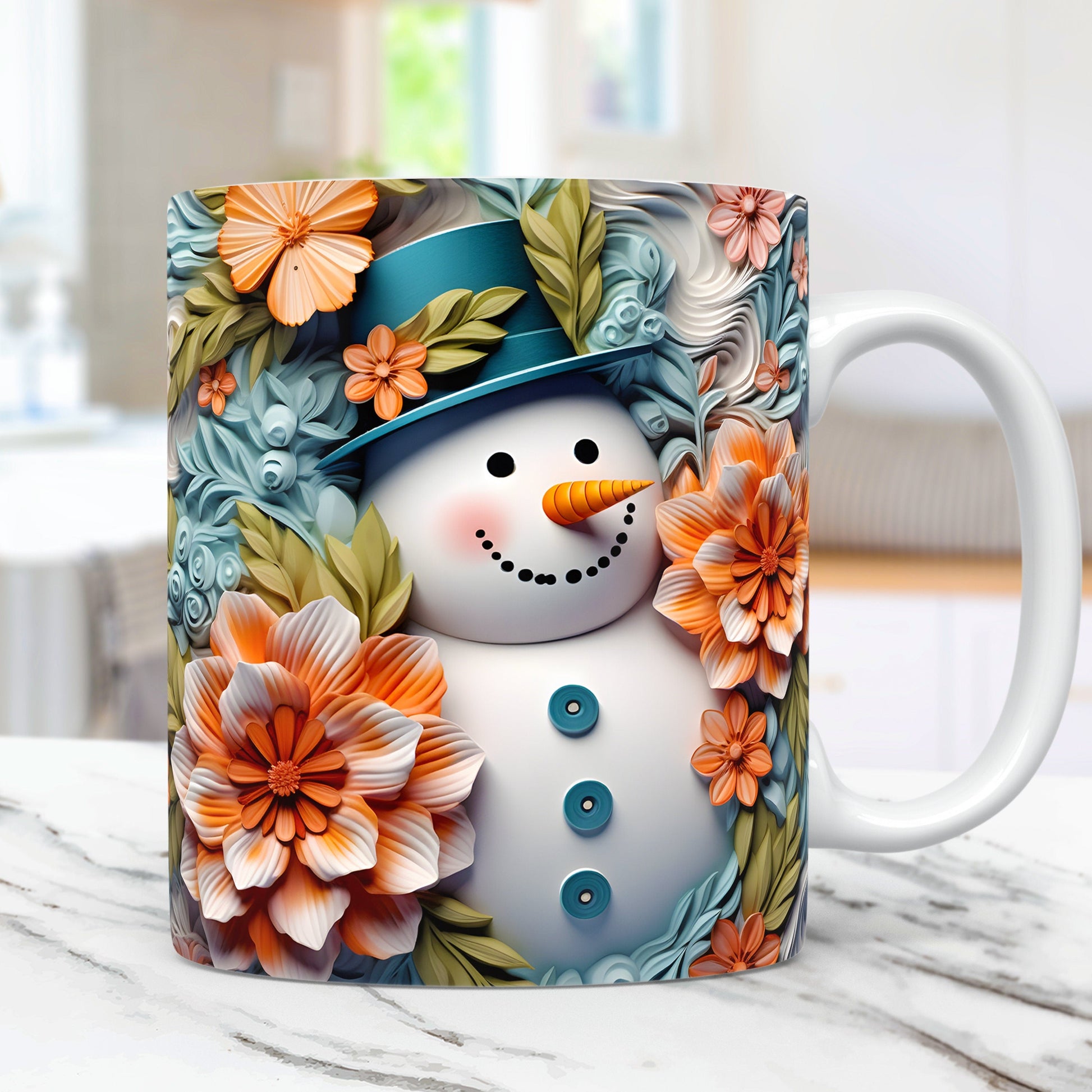3D Snowman Mug Wrap Christmas Bundle Mug Wrap Sublimation Designs PNG, 11oz and 15oz Mug Template, 3D Christmas Mug Wrap - VartDigitals