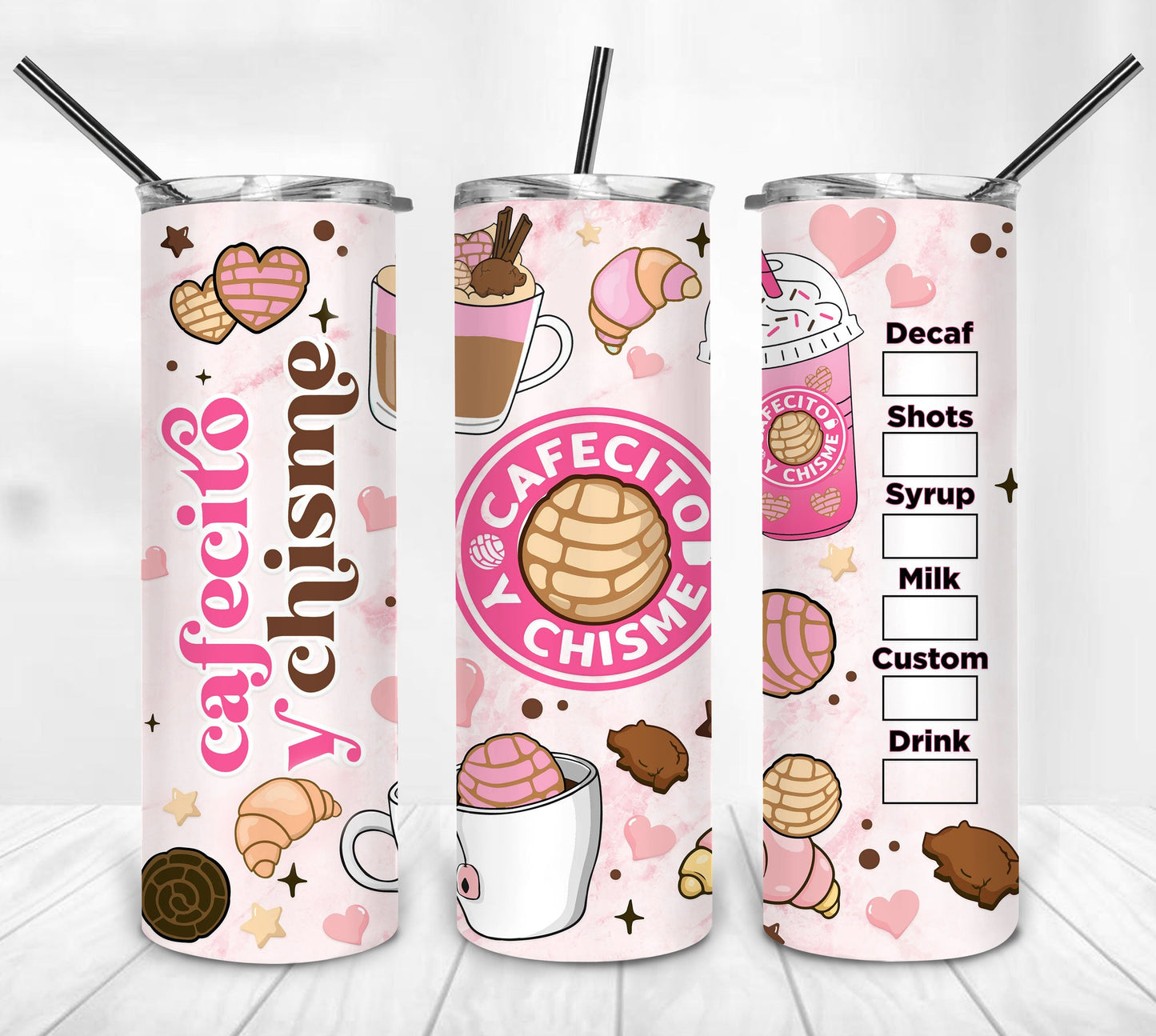 Cafecito y Chisme 20oz Skinny Coffee Tumbler, Mexico Pan Dulce 20oz Tumbler PNG, Spooky Conchas Tumbler Wrap, 20oz Skinny Tumbler Digital - VartDigitals