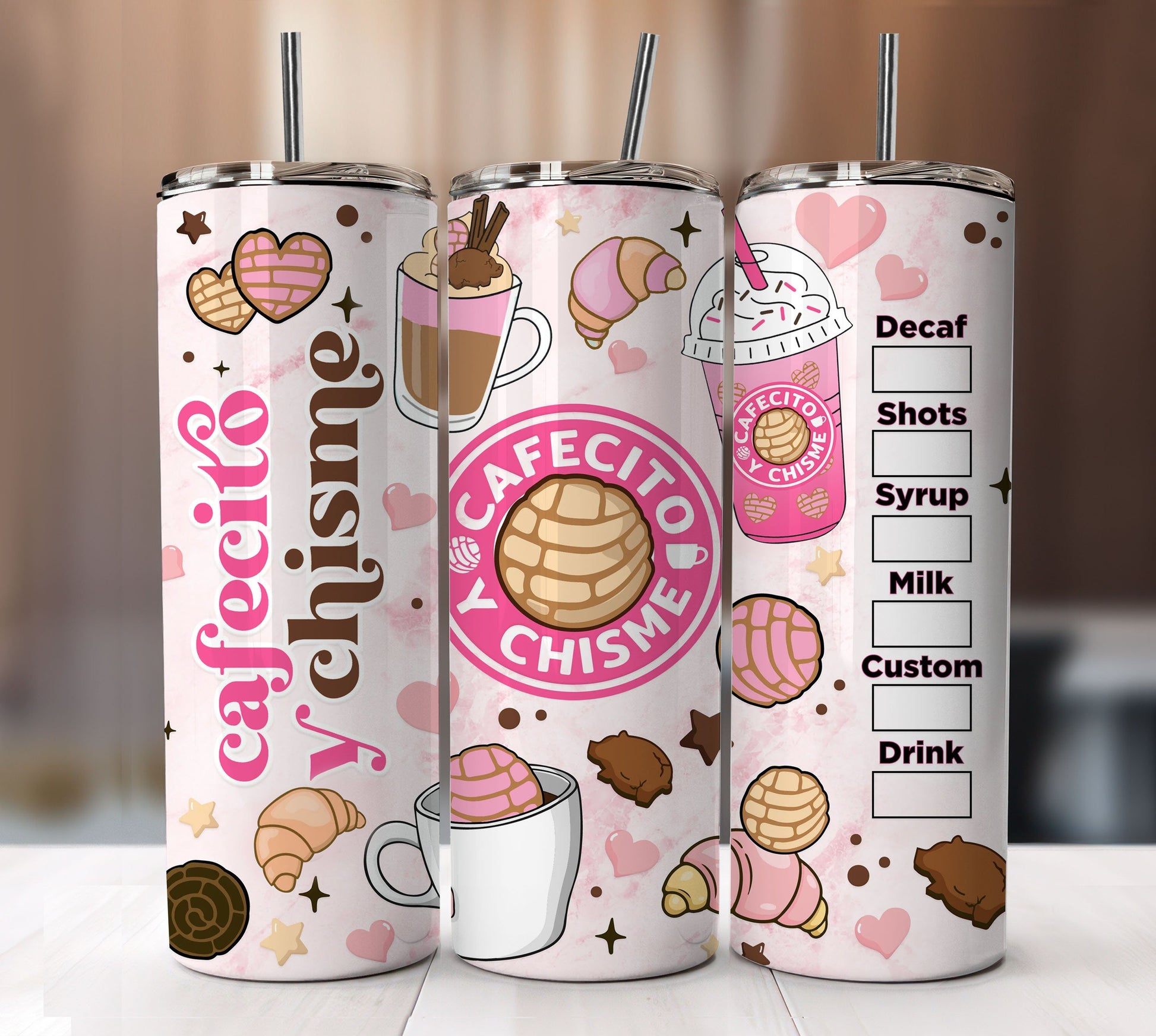 Cafecito y Chisme 20oz Skinny Coffee Tumbler, Mexico Pan Dulce 20oz Tumbler PNG, Spooky Conchas Tumbler Wrap, 20oz Skinny Tumbler Digital - VartDigitals