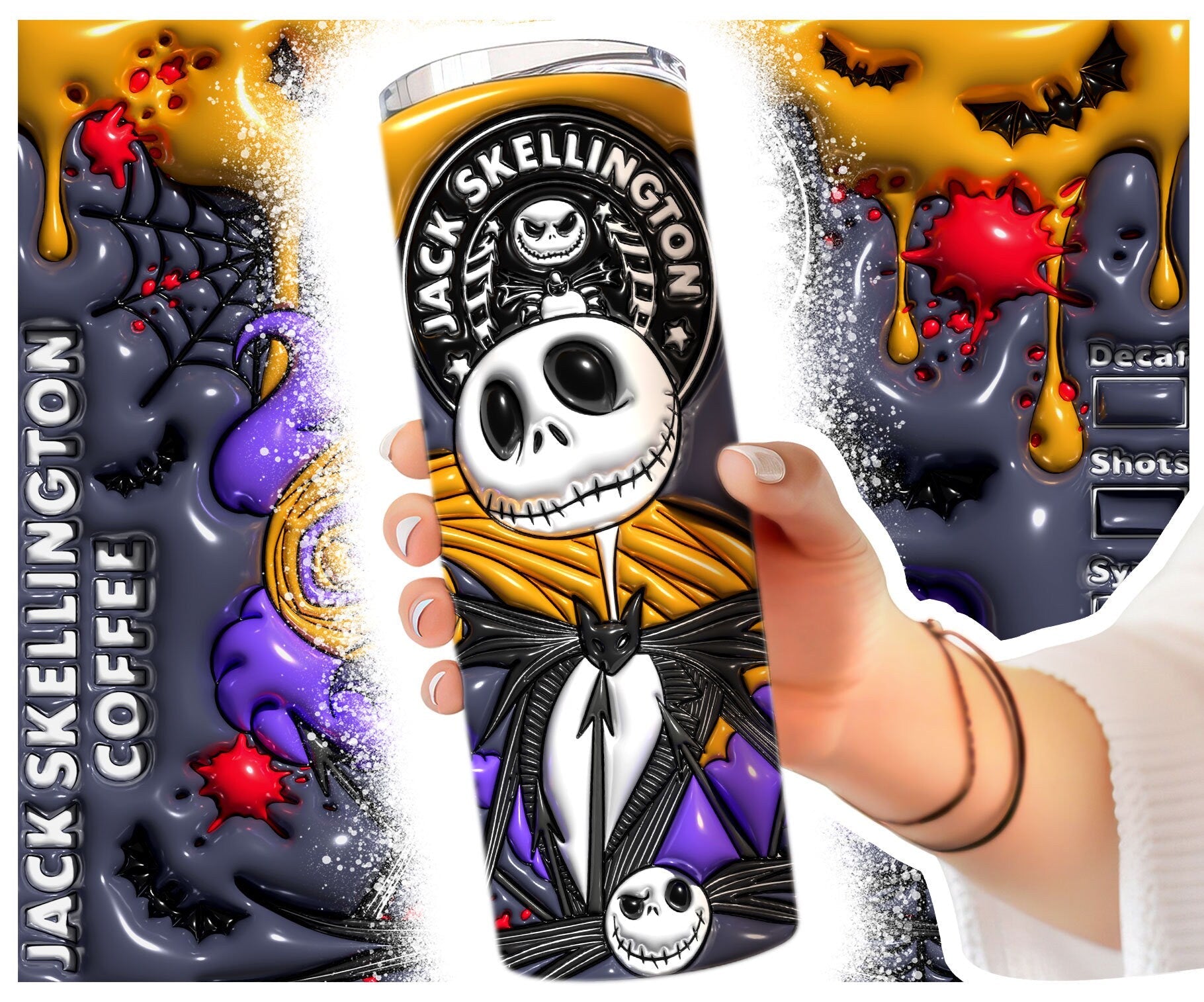 Inflated Horror Character Tumbler Design Png, 3D Spooky Vibes Tumbler Wrap, 20oz Sublimation, 3D Nightmare Scary Tumbler Wrap, Boo Bash - VartDigitals