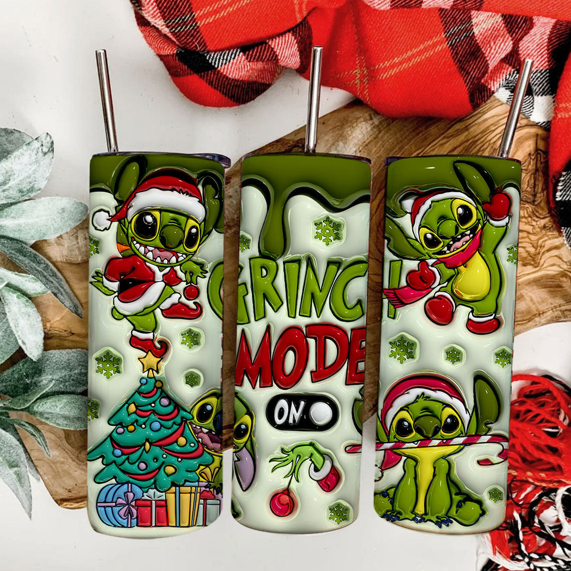 Christmas 3D puff inflated skinny Wrap png stitch grinch 20oz - VartDigitals