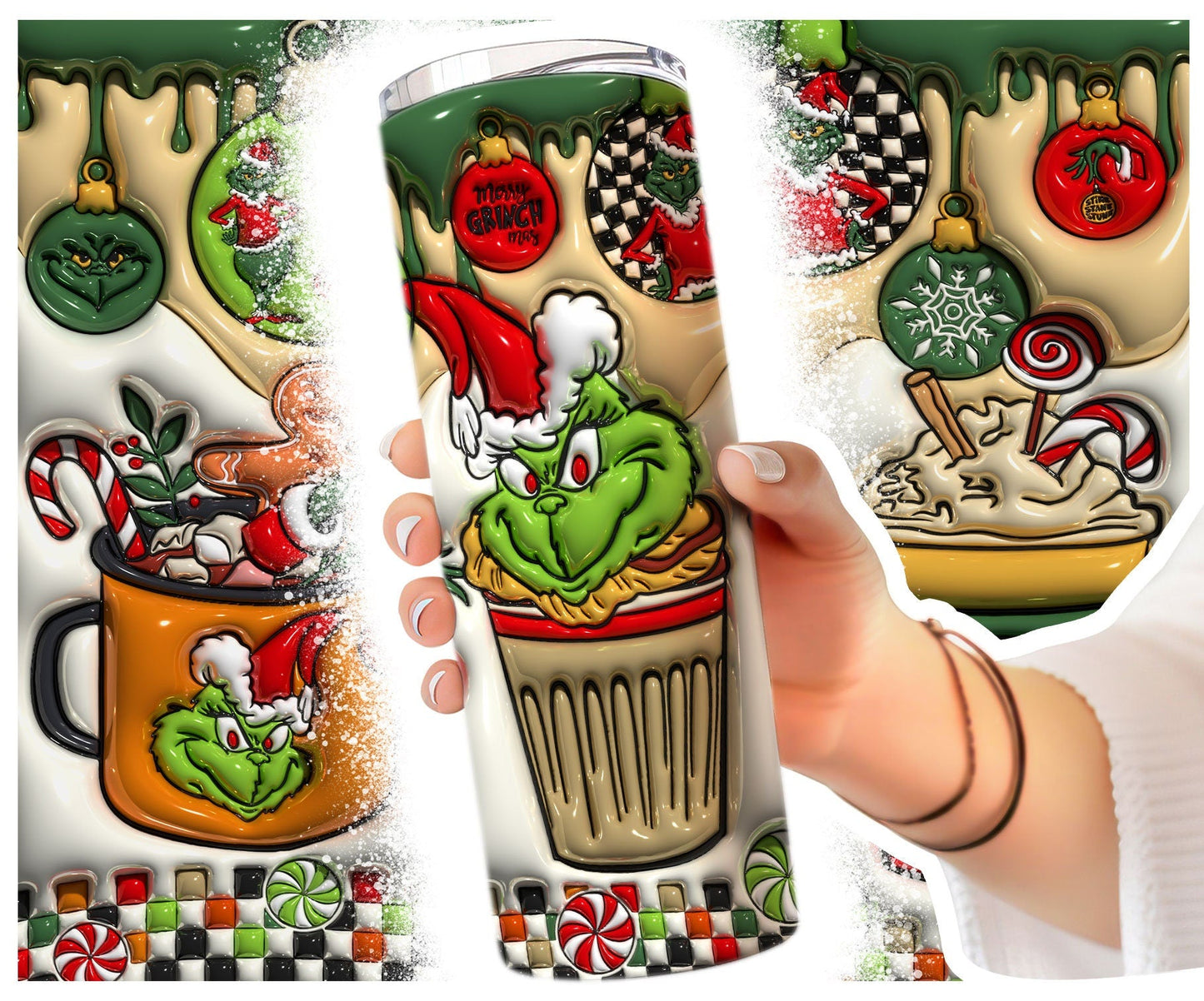 Inflated Christmas Tumbler, Merry Christmas, 3D Coffee Christmas Tumbler, Tumbler Wrap, Inflated Tumbler, 20oz Skinny Sublimation,3D Puffy - VartDigitals