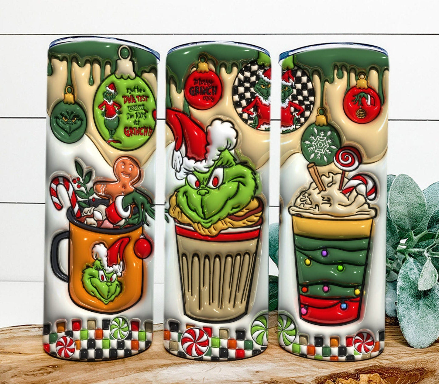 Inflated Christmas Tumbler, Merry Christmas, 3D Coffee Christmas Tumbler, Tumbler Wrap, Inflated Tumbler, 20oz Skinny Sublimation,3D Puffy - VartDigitals