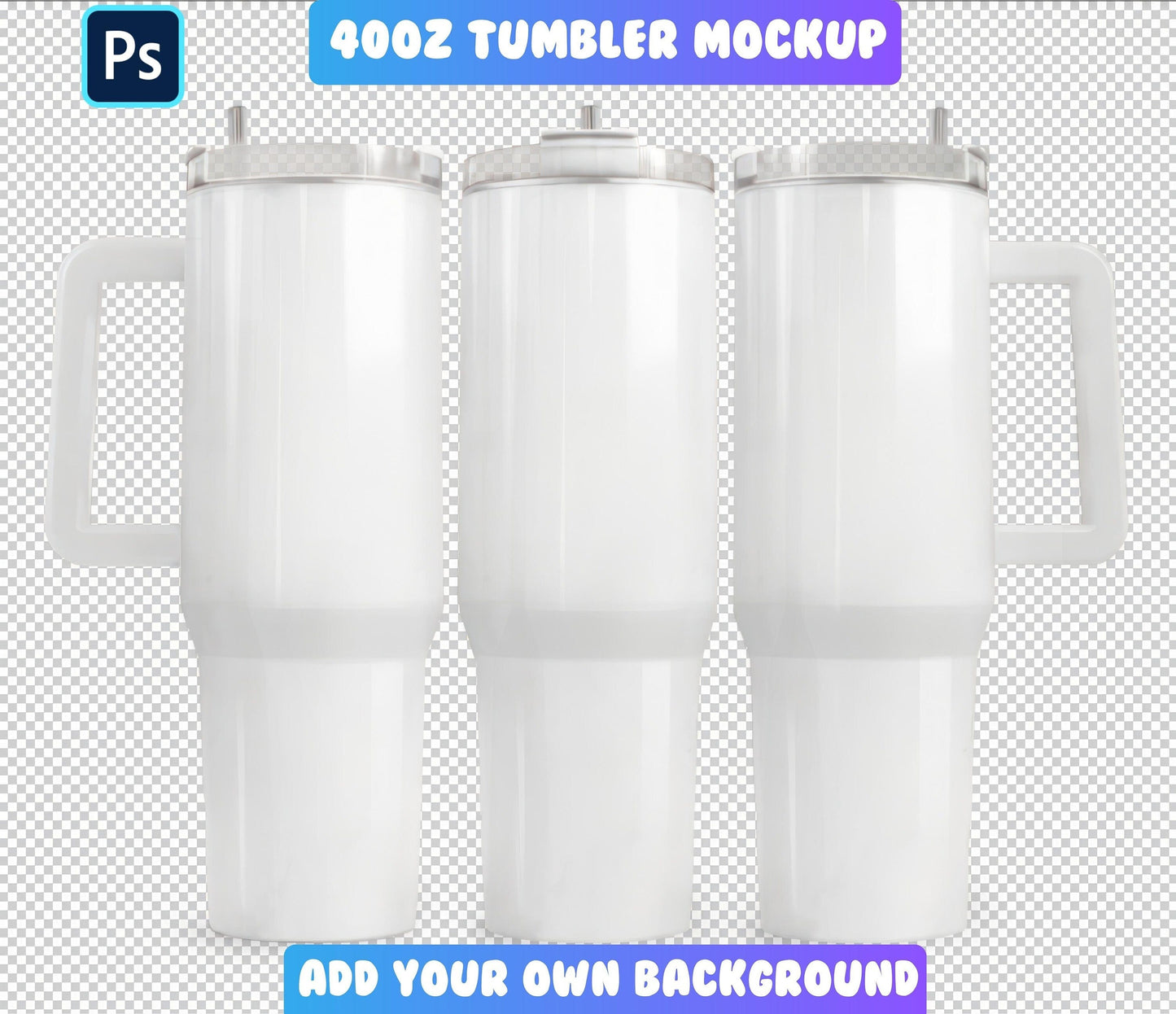 40 oz Tumbler Mockup Add Your Own Background 40oz Quencher Mockup PSD Smart Object Mockup Full Wrap Mockup 4 Backgrounds Included - VartDigitals
