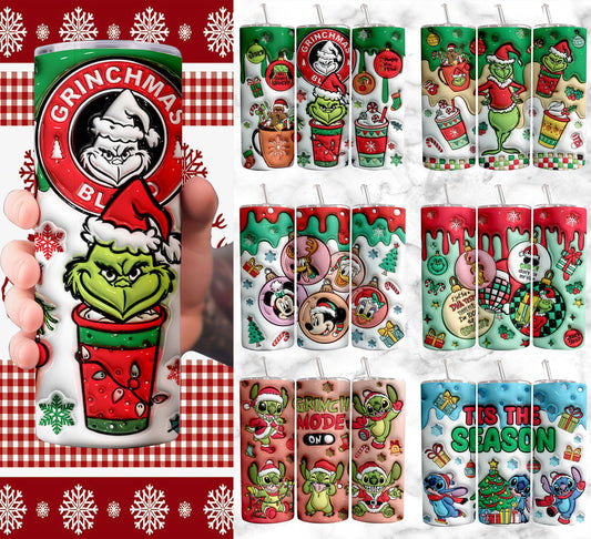 30+ Christmas Tumbler Sublimation Designs  20oz Skinny Tumbler Bundle Wrap, Cartoon Funny Christmas Design Tumbler PNG Bundle Digital - VartDigitals