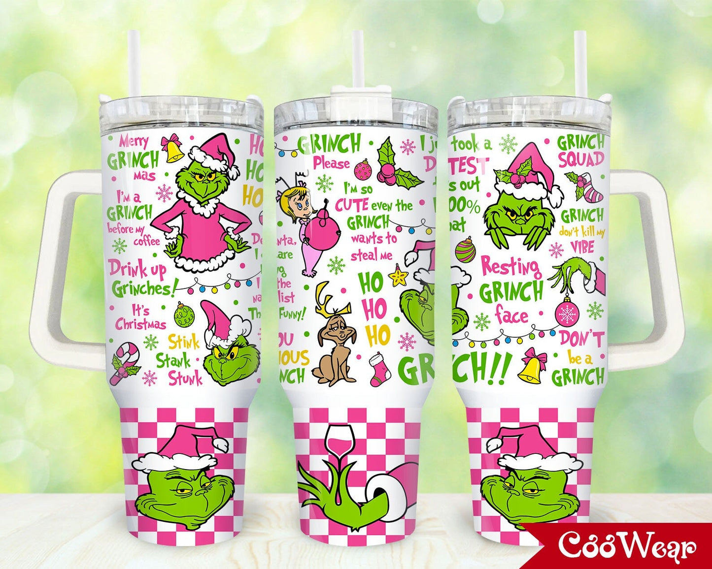 Pink Christmas 40oz Tumbler Wrap Png, Merry Christmas 2 pieces 40 oz Tumbler Png, Cartoon Christmas Tumbler 40oz Png, Sublimation Designs 2 - VartDigitals