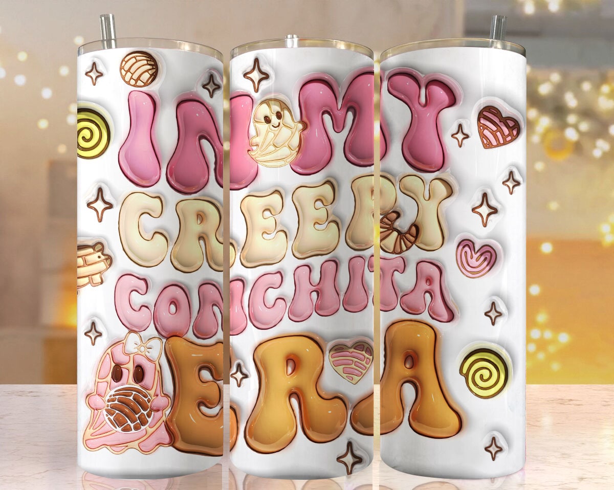 3D Spooky Conchas Inflated Tumbler Wrap, Mexican Pan Dulce Ghost Tumbler, Puffy Halloween Conchas Ghost Tumbler, In My Creepy Conchita Era - VartDigitals