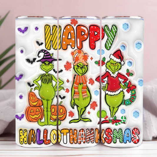 Inflated Hallothanksmas Tumbler Wrap, 3D Funny Christmas Tumbler Wrap, Christmas Vibes, My day Tumbler Png, Christmas Vibes, Halloween Wrap - VartDigitals