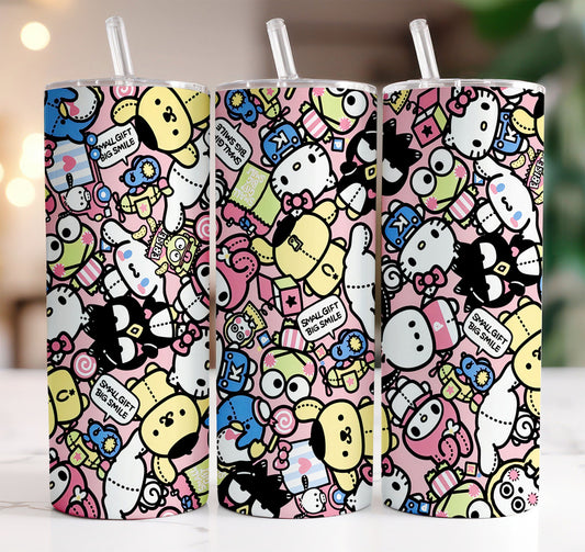 Hello Kitty Coffee Tumbler Bundle, Spring Flower Pink Cat PNG, 20oz Straight Skinny Wrap, Cartoon Tumbler, Tumbler Wrap, Full Tumbler Wrap 55 - VartDigitals