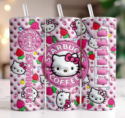Hello Kitty Coffee Tumbler Bundle, Spring Flower Pink Cat PNG, 20oz Straight Skinny Wrap, Cartoon Tumbler, Tumbler Wrap, Full Tumbler Wrap 3 - VartDigitals