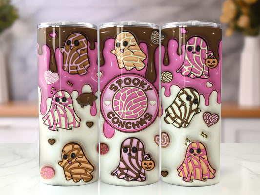 3D Spooky Conchas Inflated Tumbler Wrap, Mexican Pan Dulce Ghost Tumbler, Puffy Halloween Ghost Tumbler, Mexican Conchas, Pan Dulce - VartDigitals
