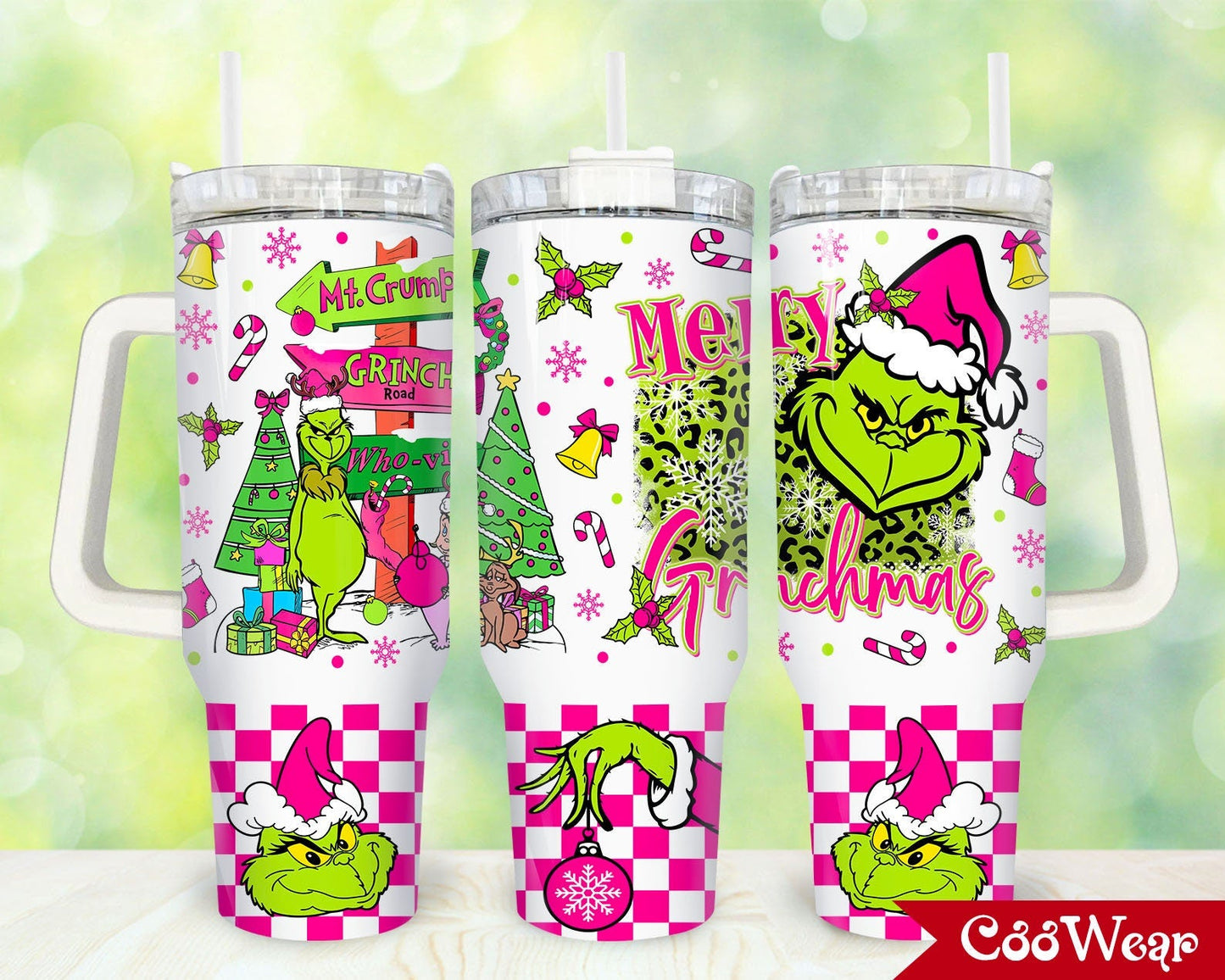 Pink Christmas 40oz Tumbler Wrap Png, Merry Christmas 2 pieces 40 oz Tumbler Png, Cartoon Christmas Tumbler 40oz Png, Sublimation Designs 3 - VartDigitals