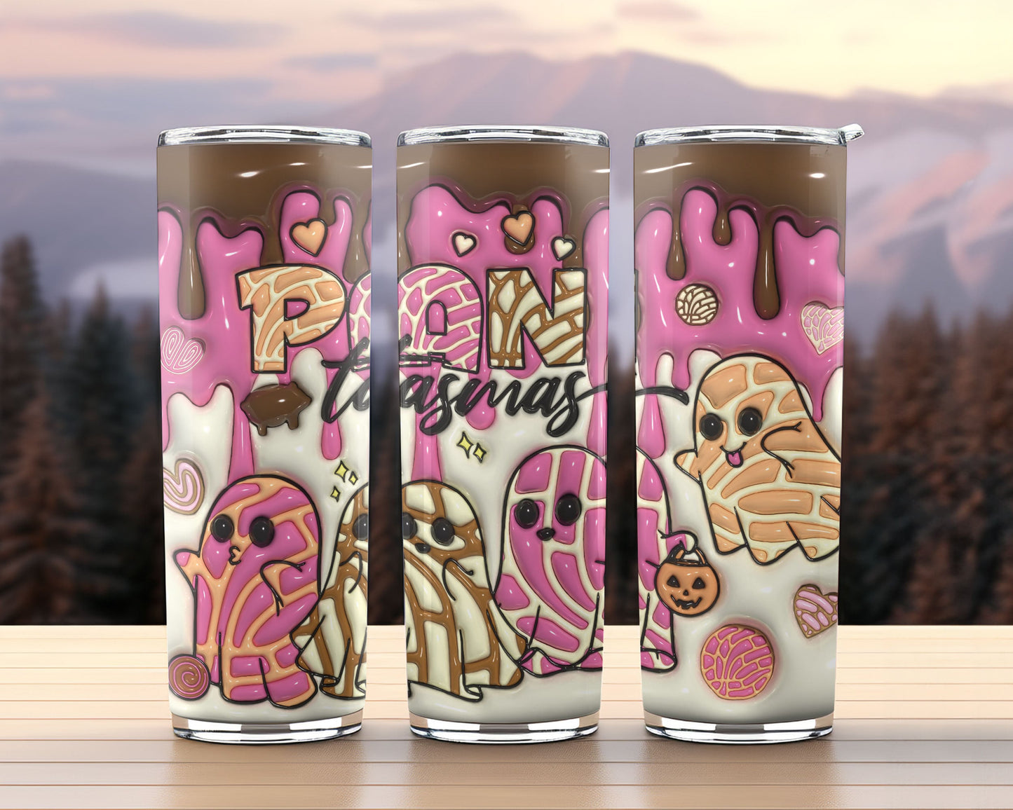 3D Spooky Conchas Inflated Tumbler Wrap, Mexican Pan Dulce Ghost Tumbler, Puffy Halloween Ghost Tumbler, Mexican Conchas, Pan Dulce - VartDigitals