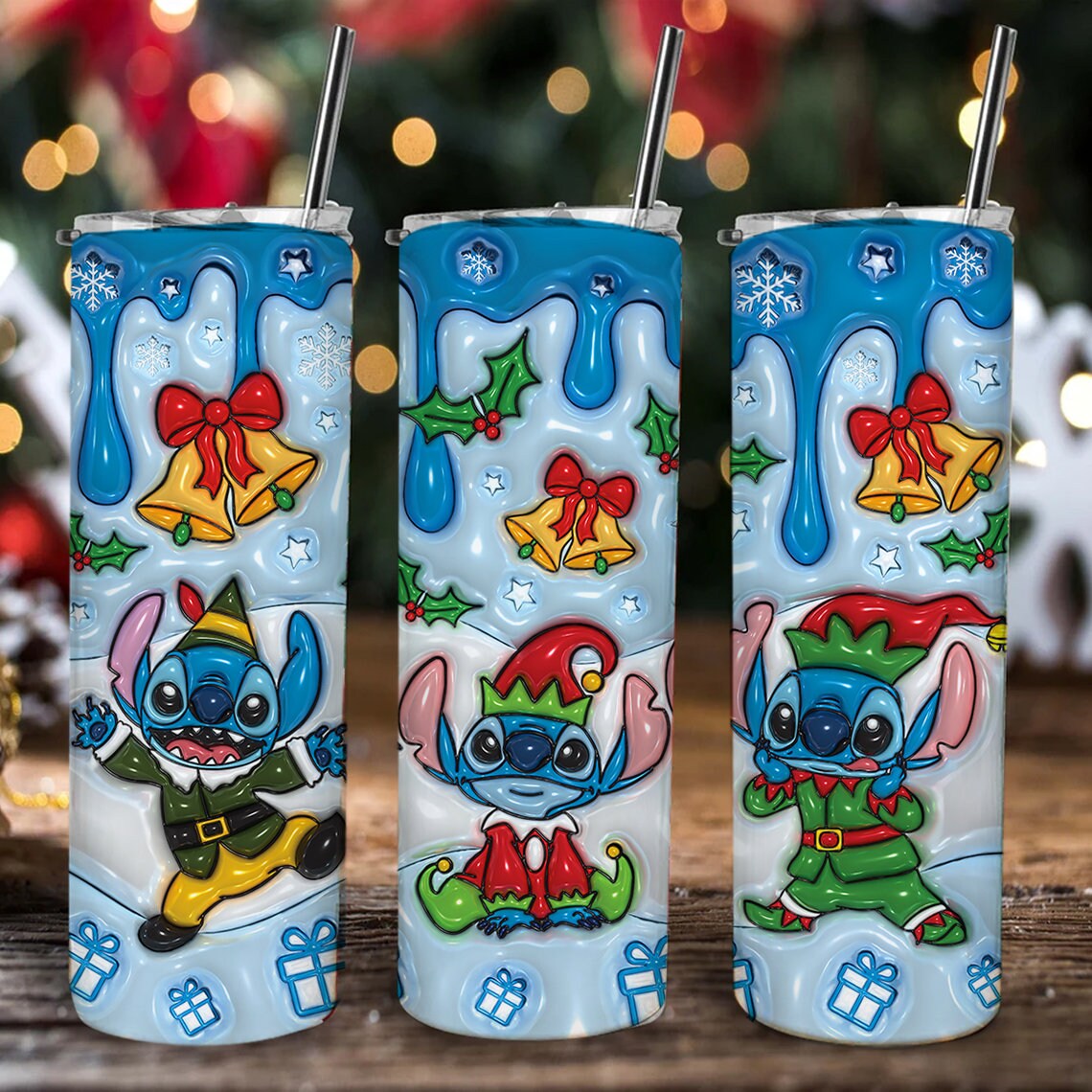 3D Inflated Cartoon Christmas Tumbler Wrap, Tis The Season Design Download PNG, 20 Oz Digital Tumbler Wrap, Merry Christmas, Xmas Vibes - VartDigitals