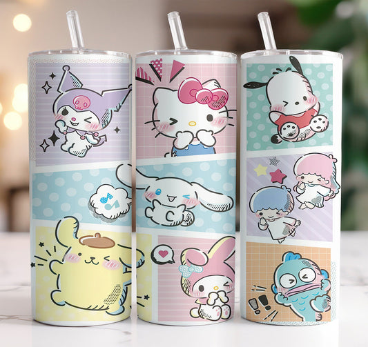 Hello Kitty Coffee Tumbler Bundle, Spring Flower Pink Cat PNG, 20oz Straight Skinny Wrap, Cartoon Tumbler, Tumbler Wrap, Full Tumbler Wrap 58 - VartDigitals