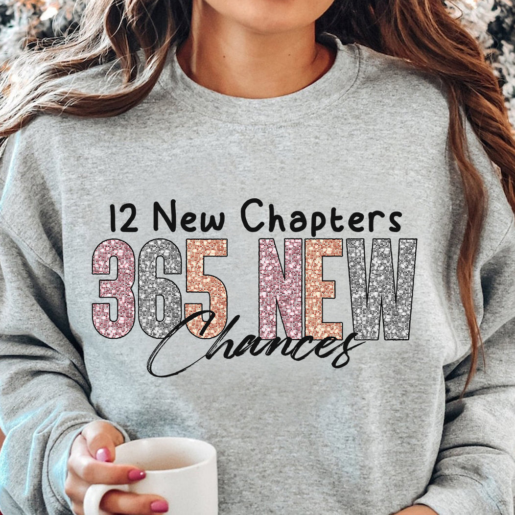 365 Chances: New Year PNG, Simple Design, Sublimation Download, Glitter Sequins 2024 - VartDigitals