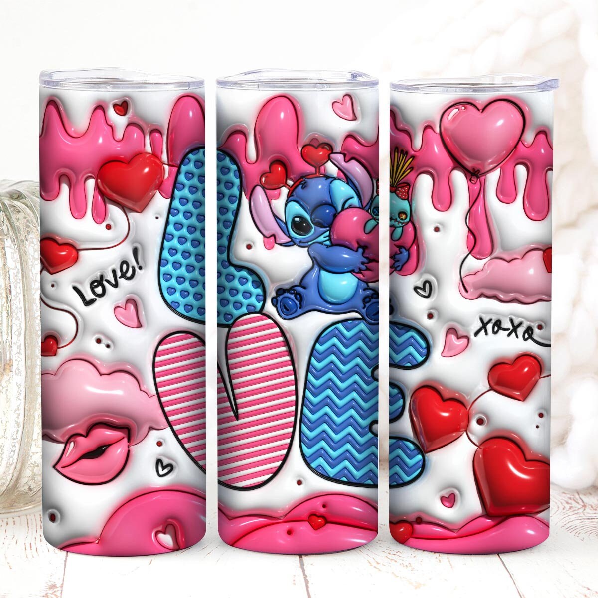 3D Inflated Stitch Valentine Tumbler PNG, 3D Stitch Inflated Valentine Tumbler Wraps, Stitch Love Tumbler Wrap, Valentine Tumbler Png - VartDigitals