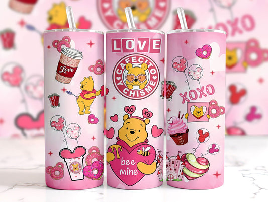 Cartoon Valentine  20oz Tumbler Wrap, Bear And Friends 3D Christmas Inflated Tumbler Wrap, Puffy Tumbler, Happy Valentine,Png Download - VartDigitals