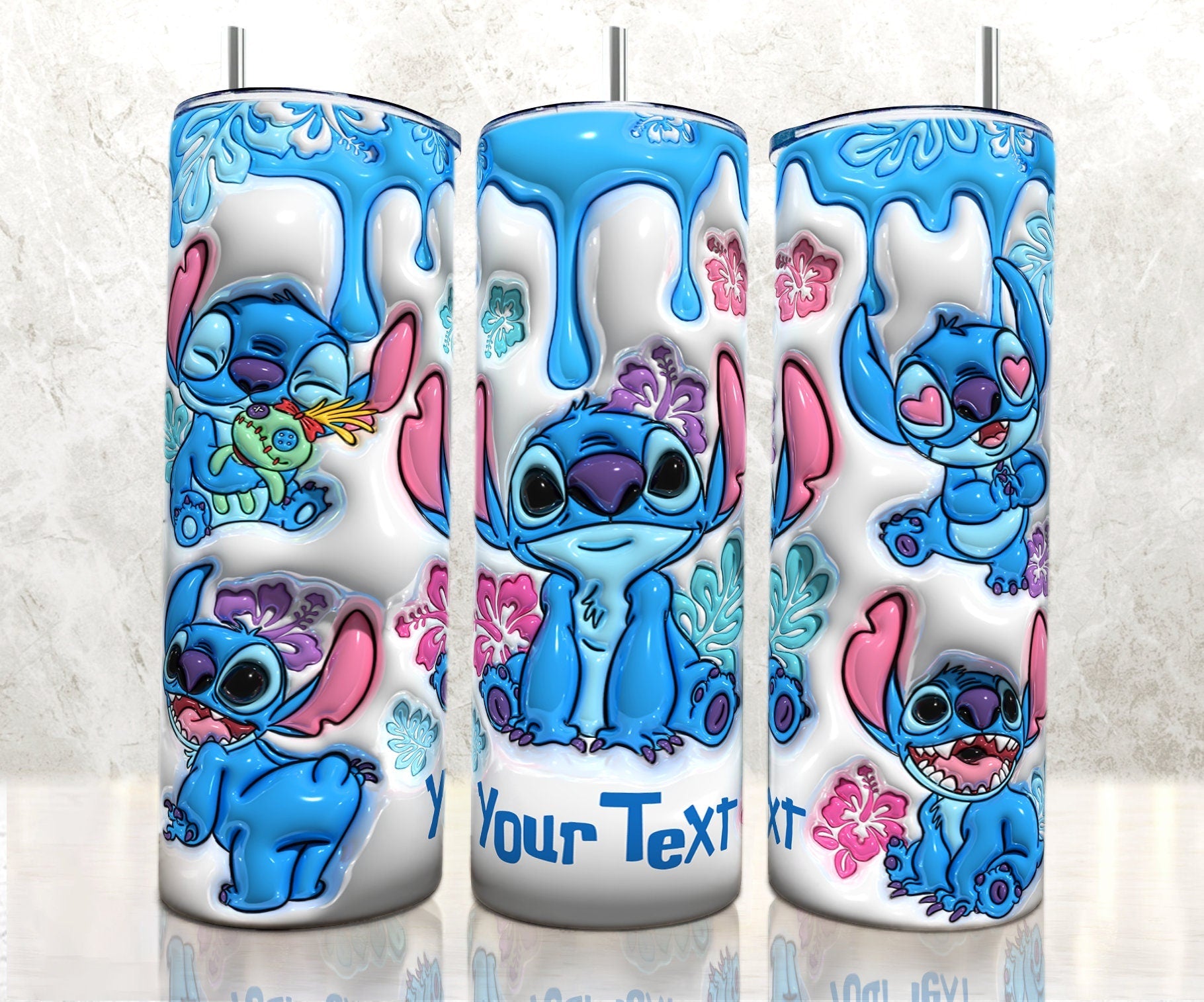 Personalized Inflated Stitch Tumbler PNG, 3D Stitch Tumbler Wraps 20oz Skinny Sublimation Digital Downloads 3D Puffy Design Sublimation - VartDigitals