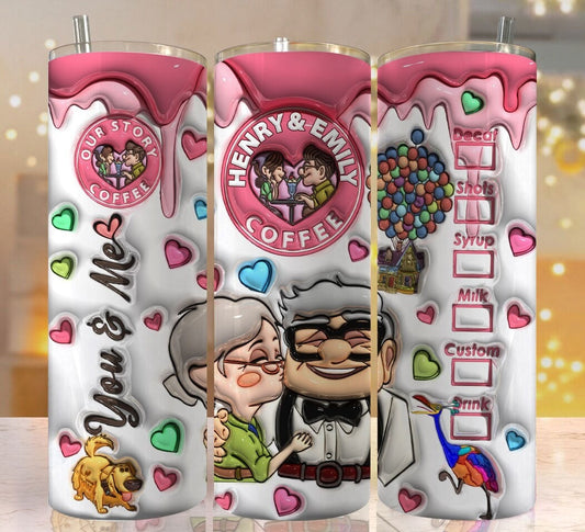 Personalized 3D Inflated Carl And Ellie Valentine Tumbler Wrap, 3D Valentine Coffee Tumbler Wrap, 20oz Up Valentine Tumbler, Valentine Png - VartDigitals