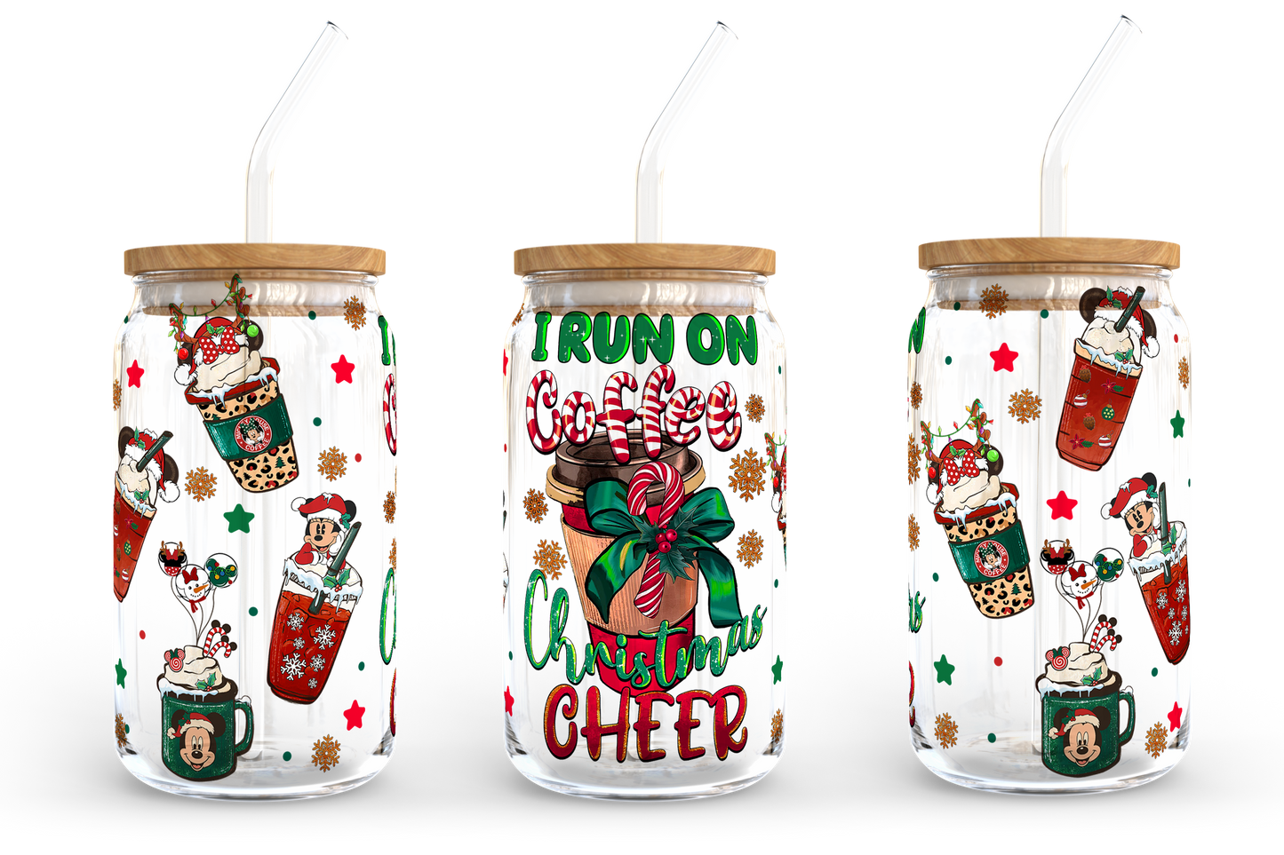 Cartoon Christmas Coffee Designs, 16oz Libbey Glass Can, Mickey Minnie Coffee, Pooh Coffee, Grinch Coffee, Beer Can Glass, Instant Download