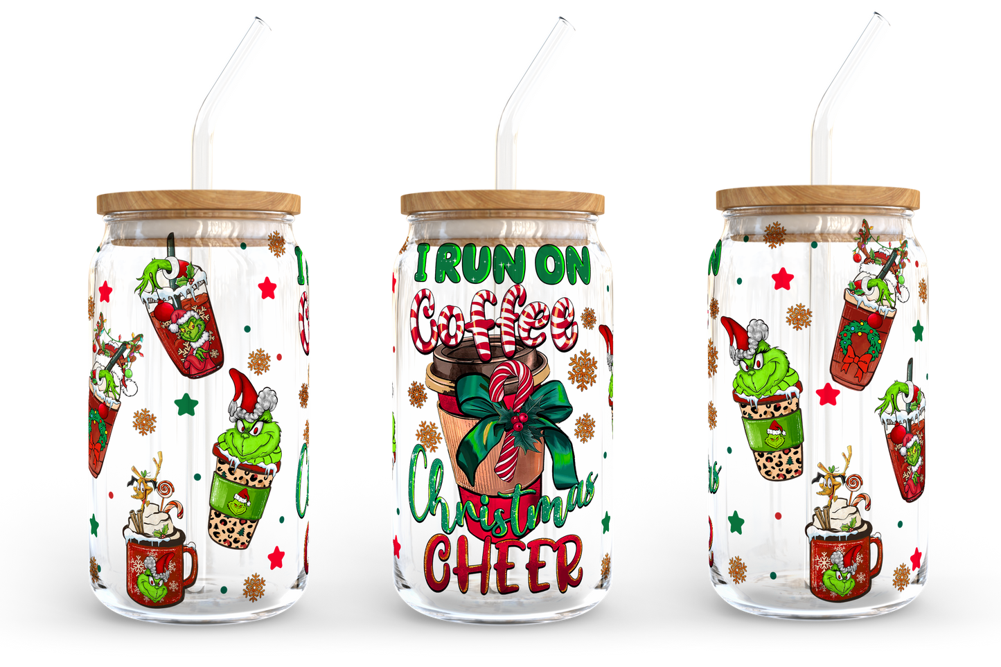 Cartoon Christmas Coffee Designs, 16oz Libbey Glass Can, Mickey Minnie Coffee, Pooh Coffee, Grinch Coffee, Beer Can Glass, Instant Download