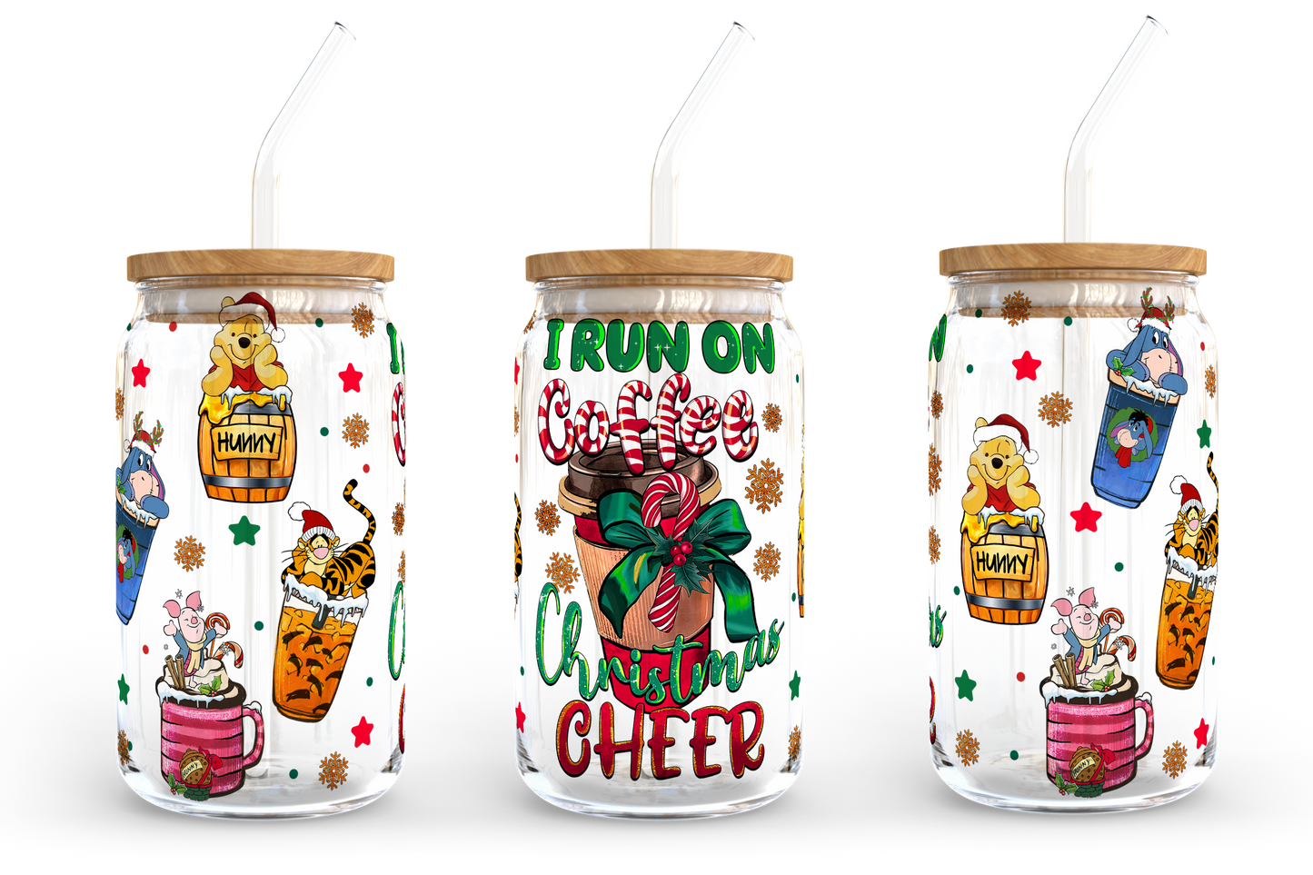 Cartoon Christmas Coffee Designs, 16oz Libbey Glass Can, Mickey Minnie Coffee, Pooh Coffee, Grinch Coffee, Beer Can Glass, Instant Download