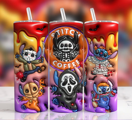 3D Inflated Spooky Vibes, 3D Inflated Halloween Tumbler, Retro Spooky Season Tumbler Wrap, Halloween Tumbler Wrap, 3D 20oz Sublimation Png