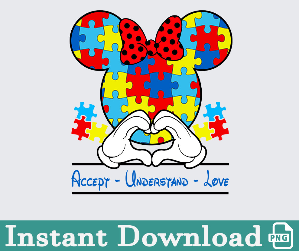 Accept Understand Love Mouse Shirt, Autism Awareness Shirt, Autism Support T-Shirt, Special Education Teacher, Puzzle Piece Shirt 2