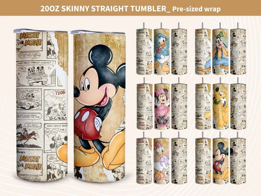 Bundle 6+ Retro Cartoon Tumbler Wrap, 20oz Skinny Straight Wrap, Sublimation Design, Cartoon Tumbler Wrap, Full Tumbler Wrap, Vintage Style
