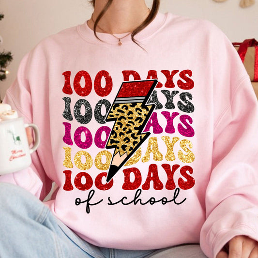 100 Days of School Png, Happy 100 Days of School Faux Sequin PNG Sparkly, School 100th Day Png, Back to School Png, Teacher Glitter Pencils - VartDigitals