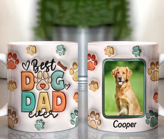 3D Best Dog Dad Ever Mug Wrap PNG 3D Dog Dad with Photo Puffy Mug PNG, 3D Inflated Mug PNG 11oz15oz Mug Wrap Digital Download Dog Dad Gift - VartDigitals
