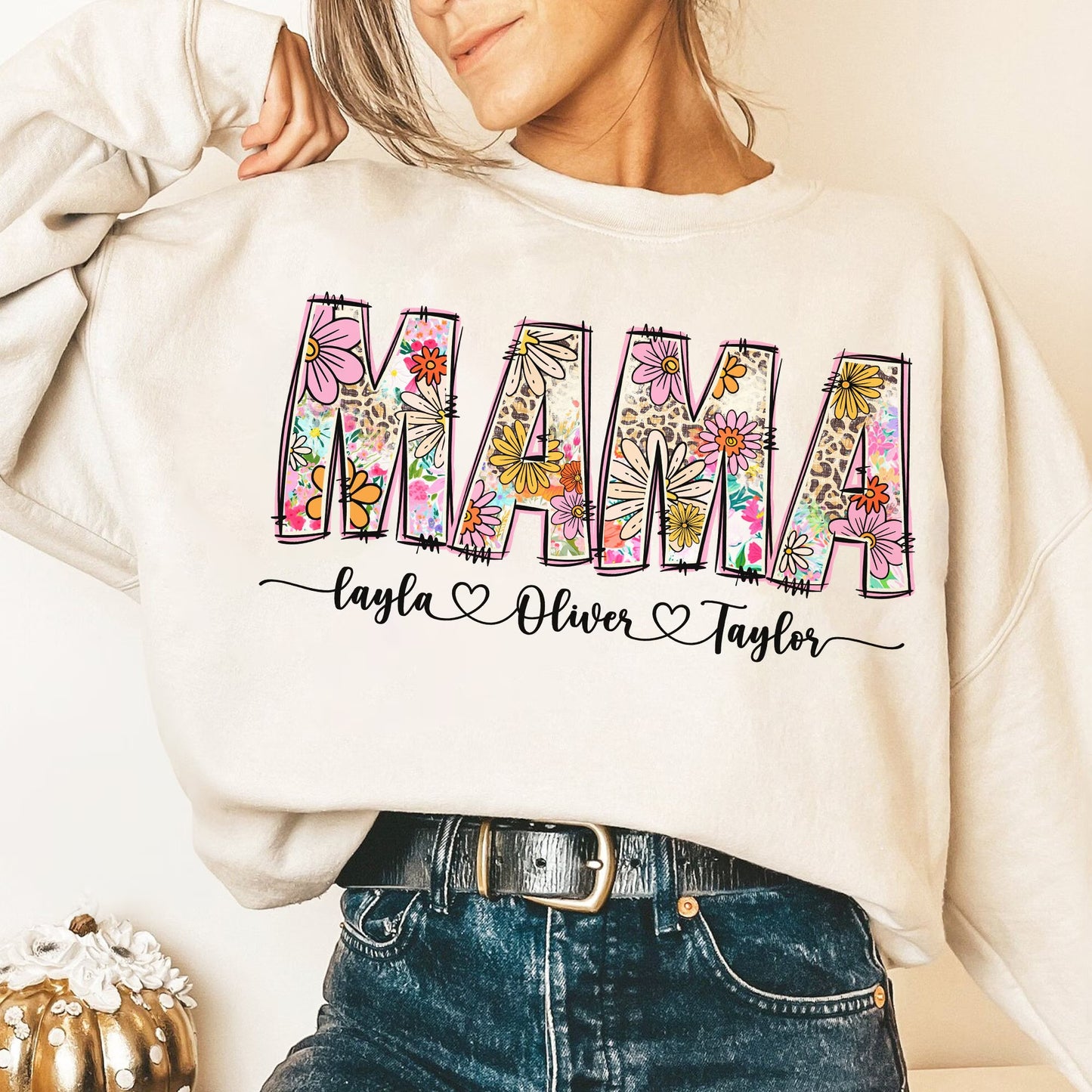 Floral Mama png, Mama Flower Leopard png, Mama Flower with Kids Names, Mama floral, Custom Mama groovy png, Mother_s Day Gift, Mama Design