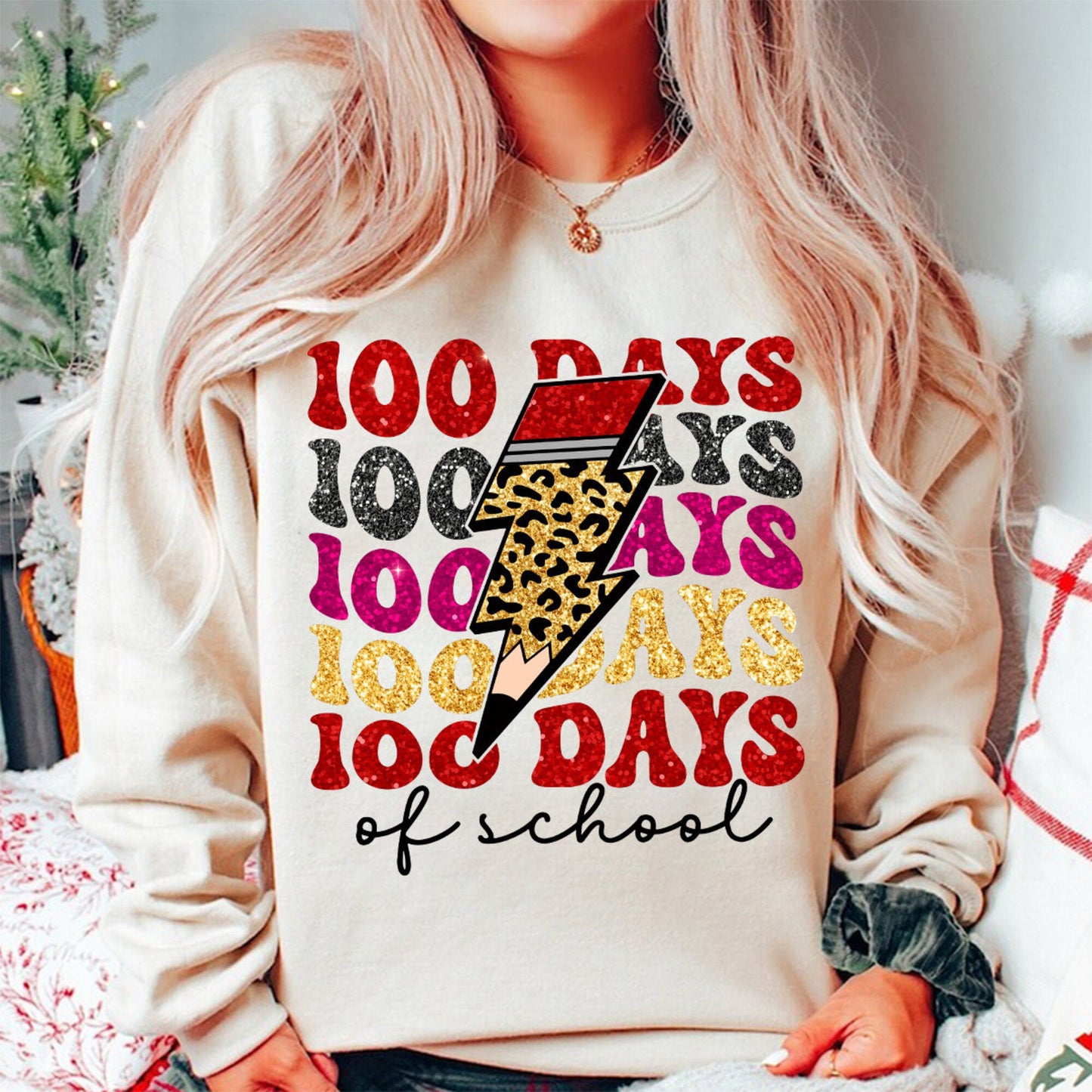 100 Days of School Png, Happy 100 Days of School Faux Sequin PNG Sparkly, School 100th Day Png, Back to School Png, Teacher Glitter Pencils - VartDigitals