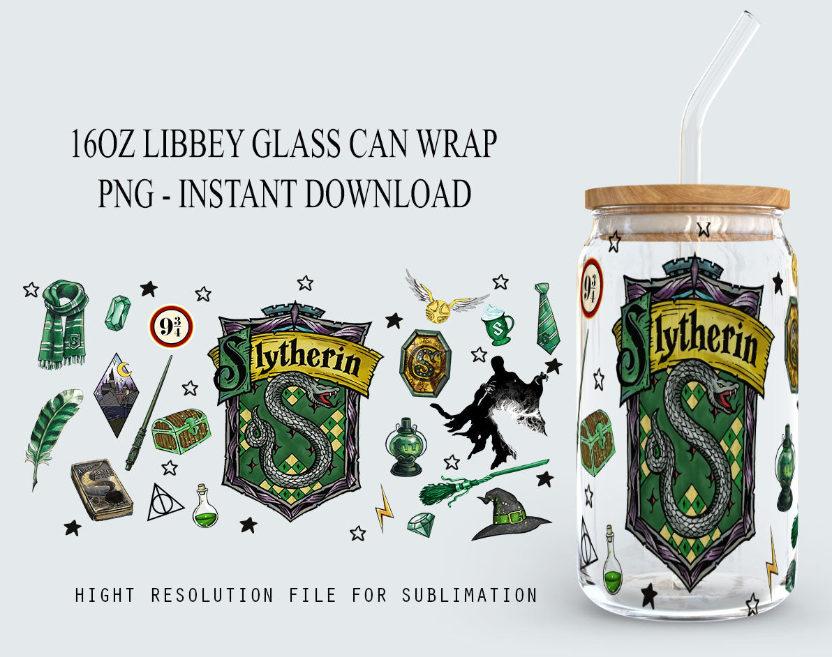 HP Magic Glass Can Wrap, 16oz Libbey Can Glass, Wizard School Can Glass Wrap, 16oz Coffee Glass, Magic Wizard Libbey Can Wrap, HP Glass Can 2 - VartDigitals
