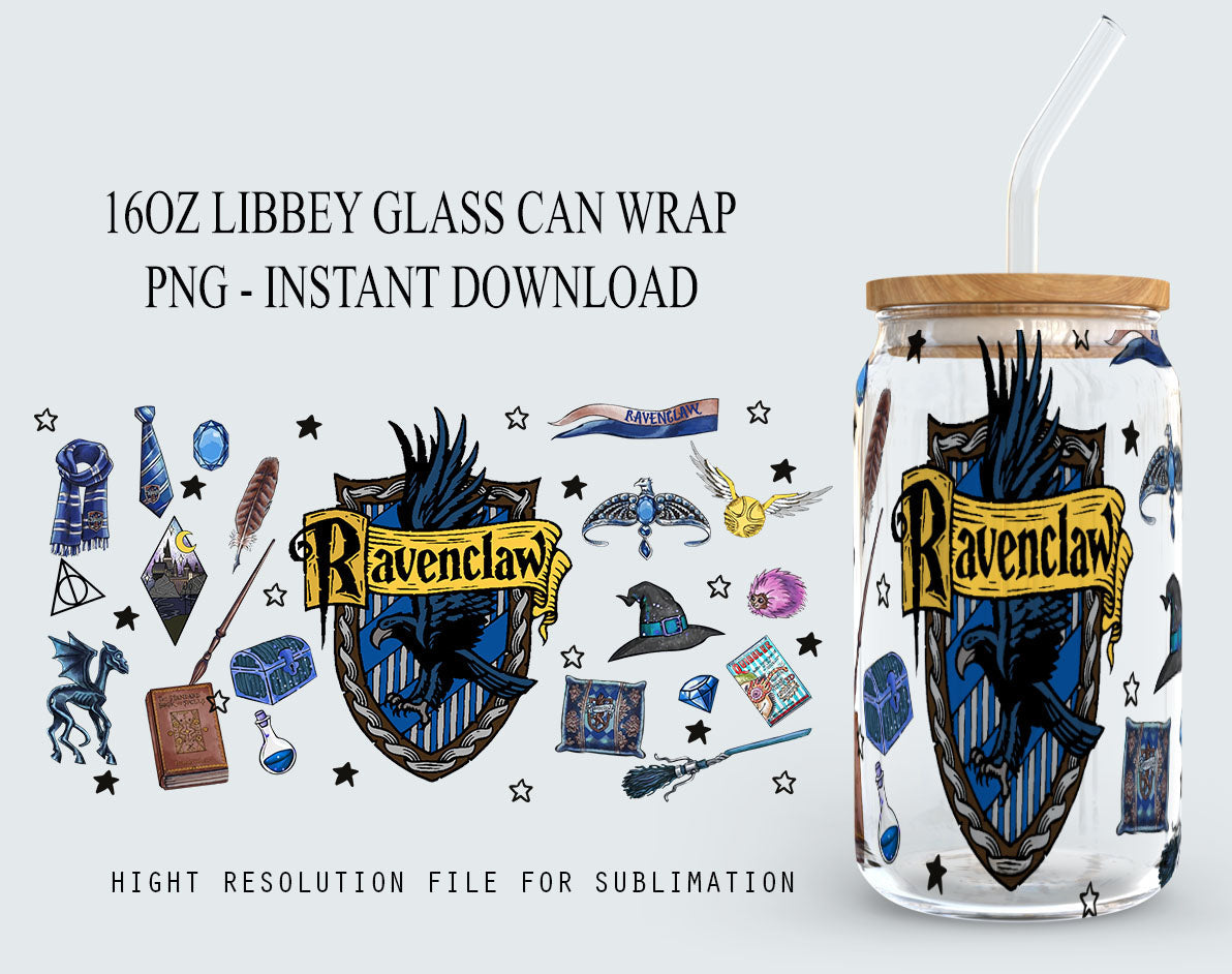 HP Magic Glass Can Wrap, 16oz Libbey Can Glass, Wizard School Can Glass Wrap, 16oz Coffee Glass, Magic Wizard Libbey Can Wrap, HP Glass Can 4 - VartDigitals