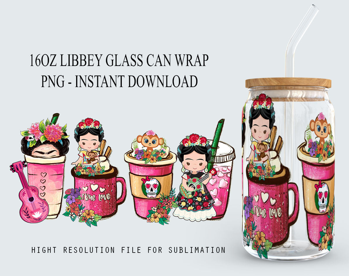 Cartoon 16oz libbey can Cartoon PNG, 16oz Glass Can Wrap, 16oz Libbey Can Glass, Catoon kids Tumbler Wrap, Full Glass Can Wrap PNG - VartDigitals